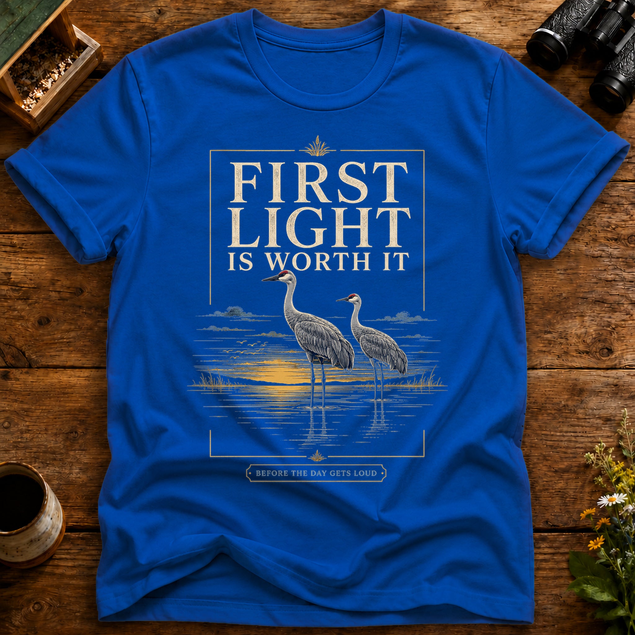 First Light Crane Bird T Shirt
