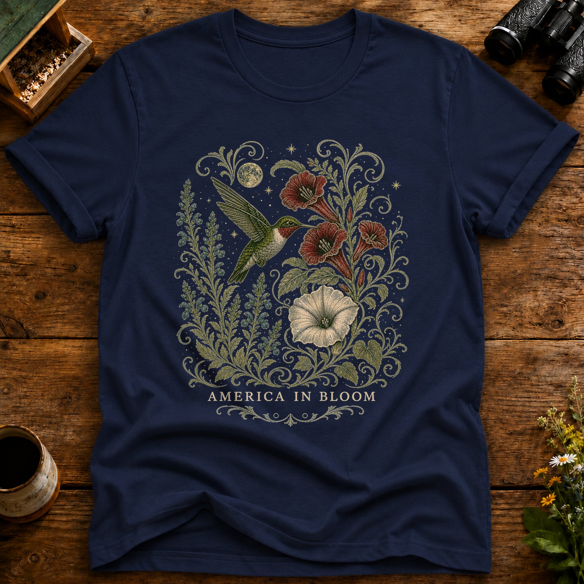 America In Bloom Hummingbird T Shirt