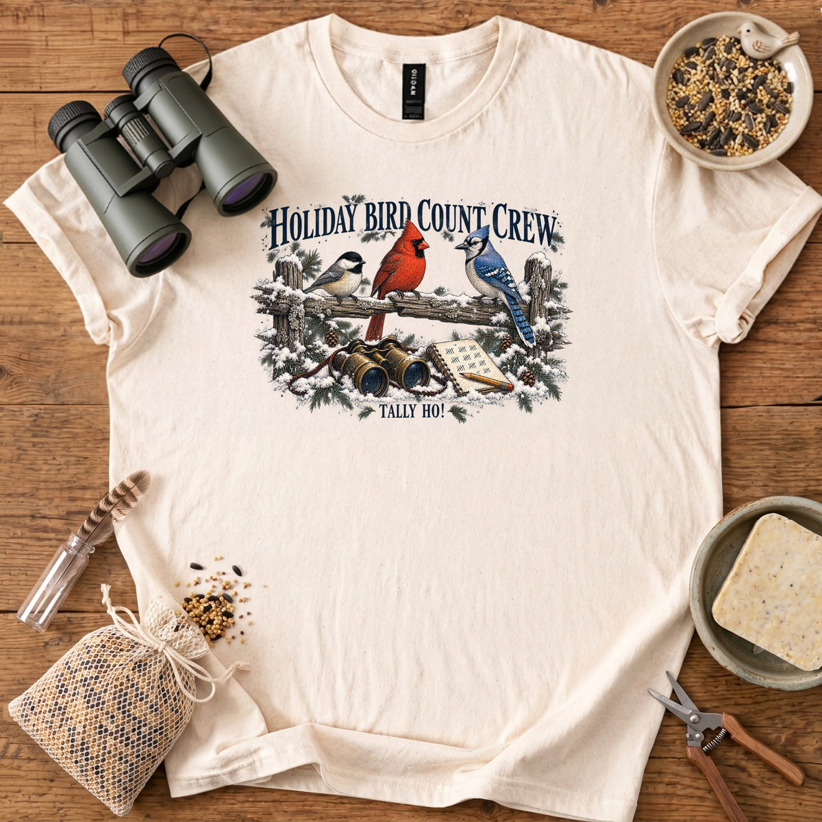 Holiday Bird Count Crew T Shirt