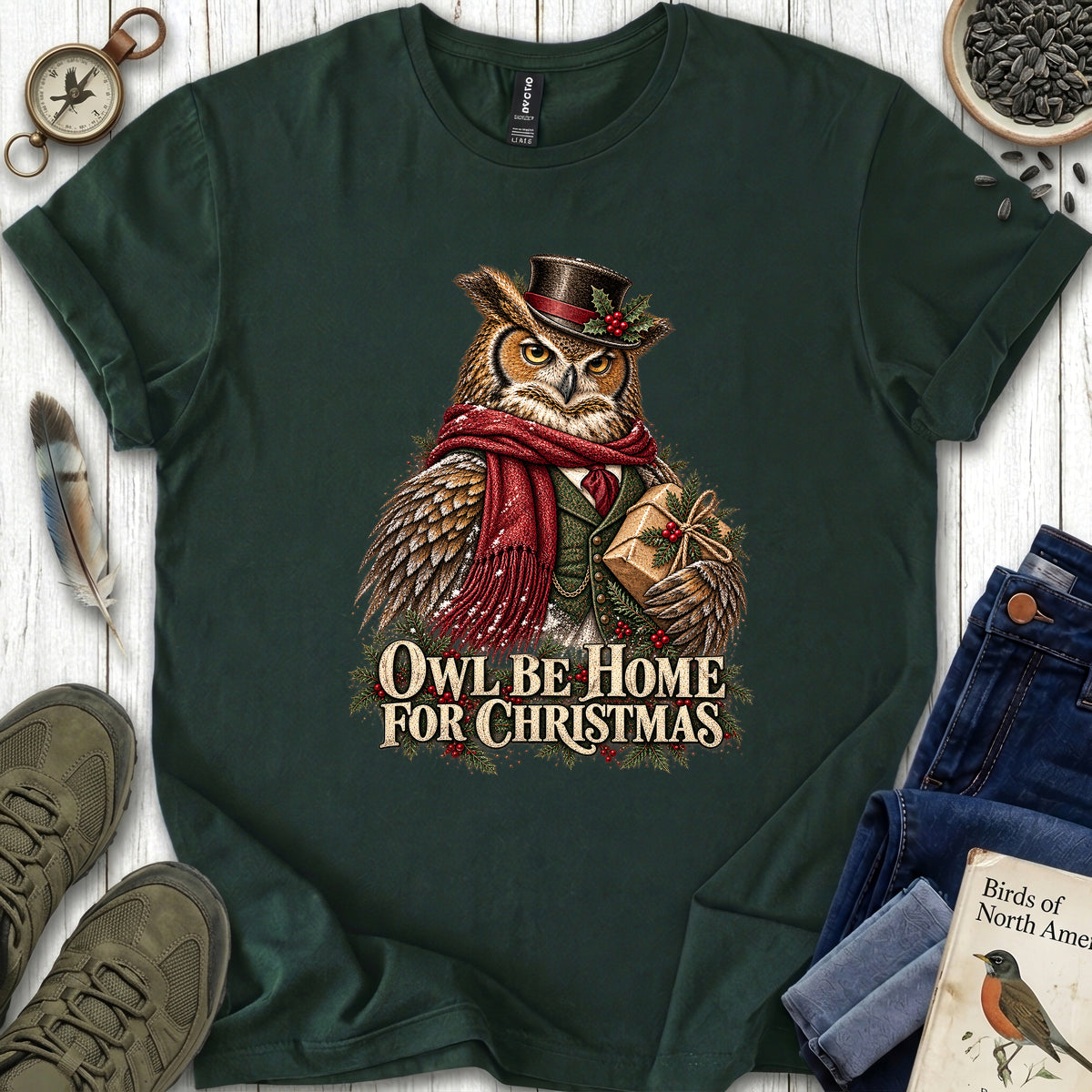 Owl Be Home For Christmas T Shirt