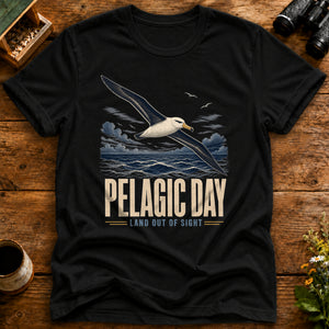 Pelagic Day Birding T Shirt mockup in Black