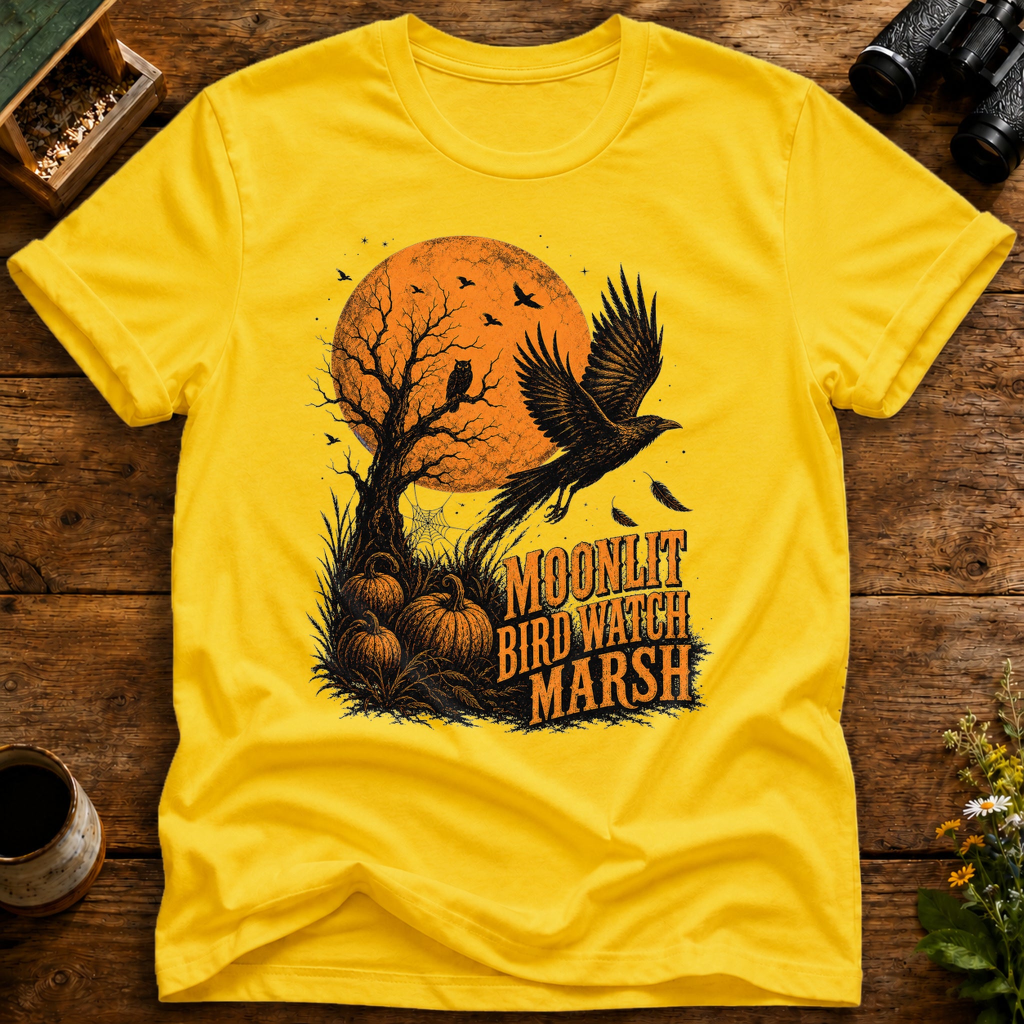 Moonlit Marsh Bird Watch T Shirt