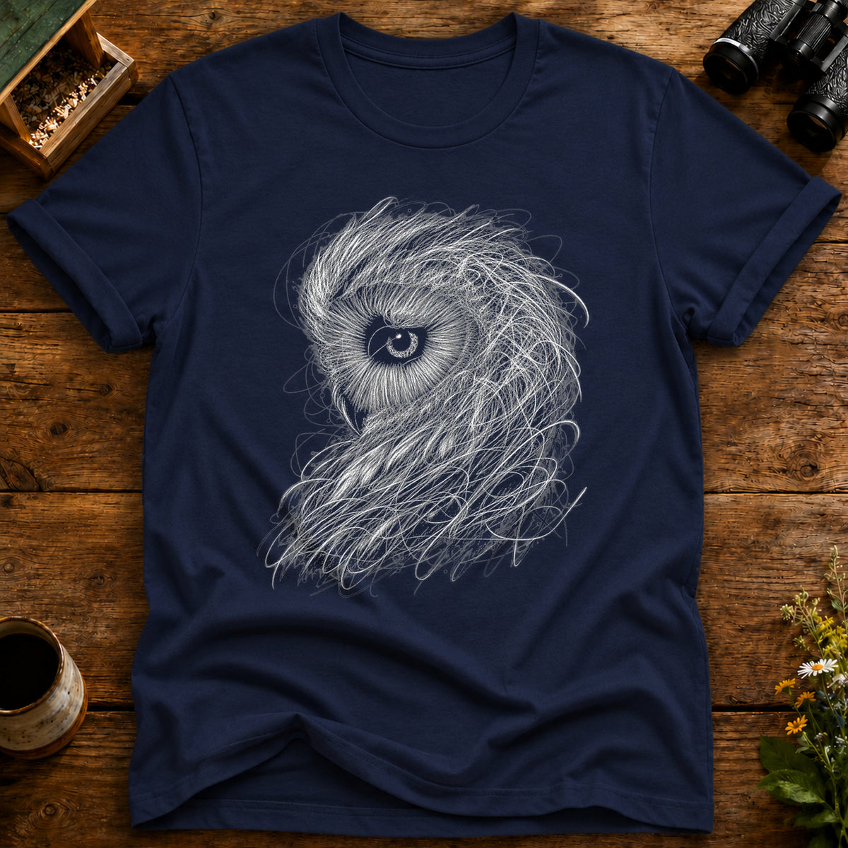 Whimsical Owl Scribble T Shirt
