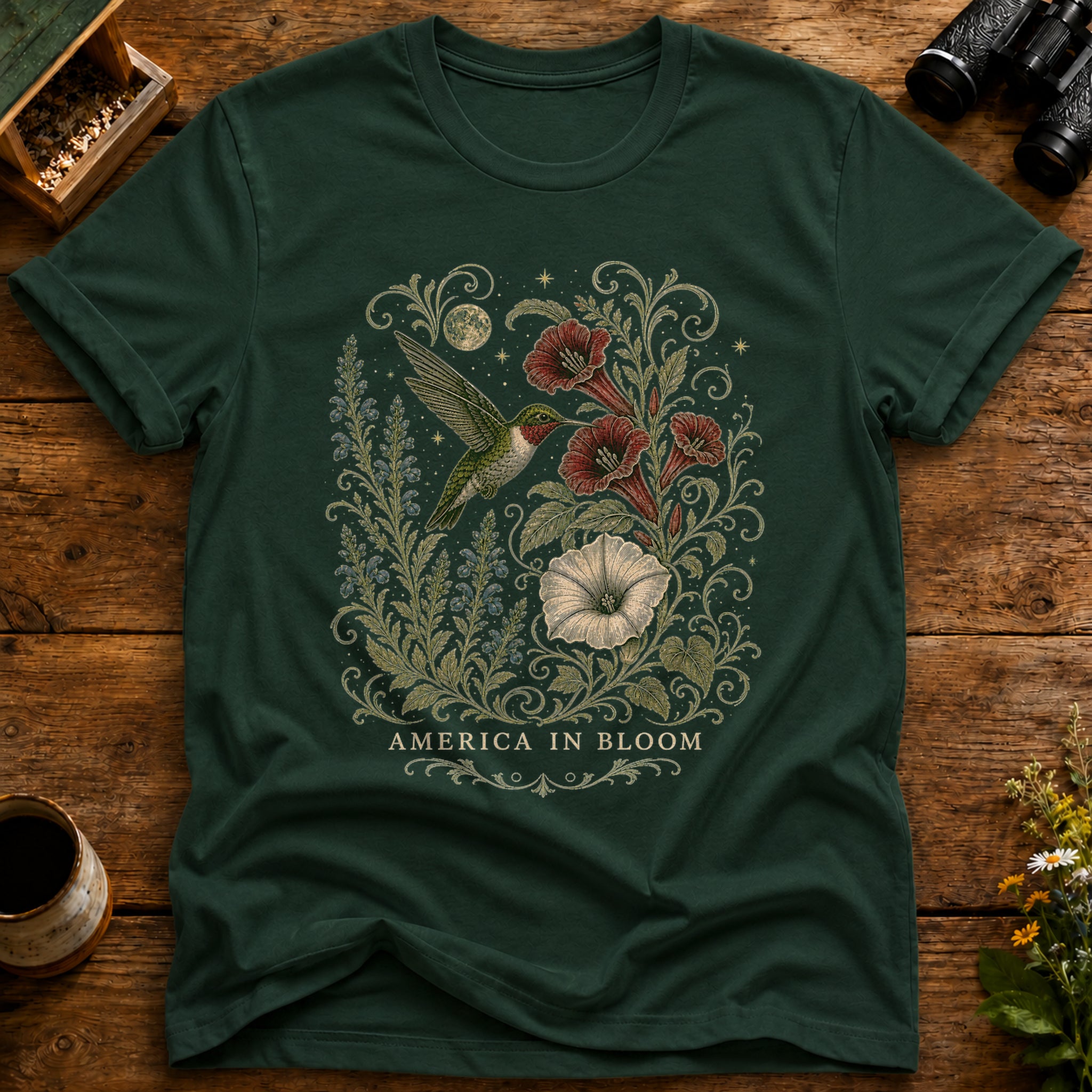 America In Bloom Hummingbird T Shirt
