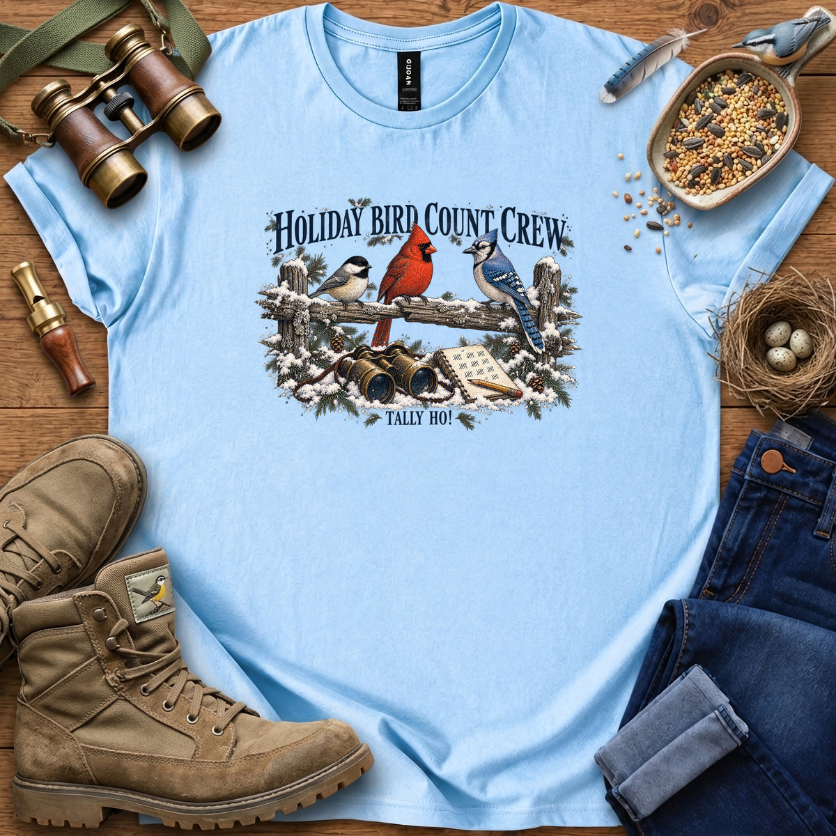 Holiday Bird Count Crew T Shirt