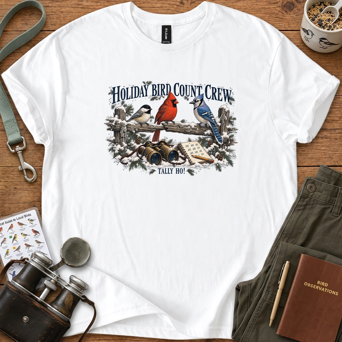 Holiday Bird Count Crew T Shirt
