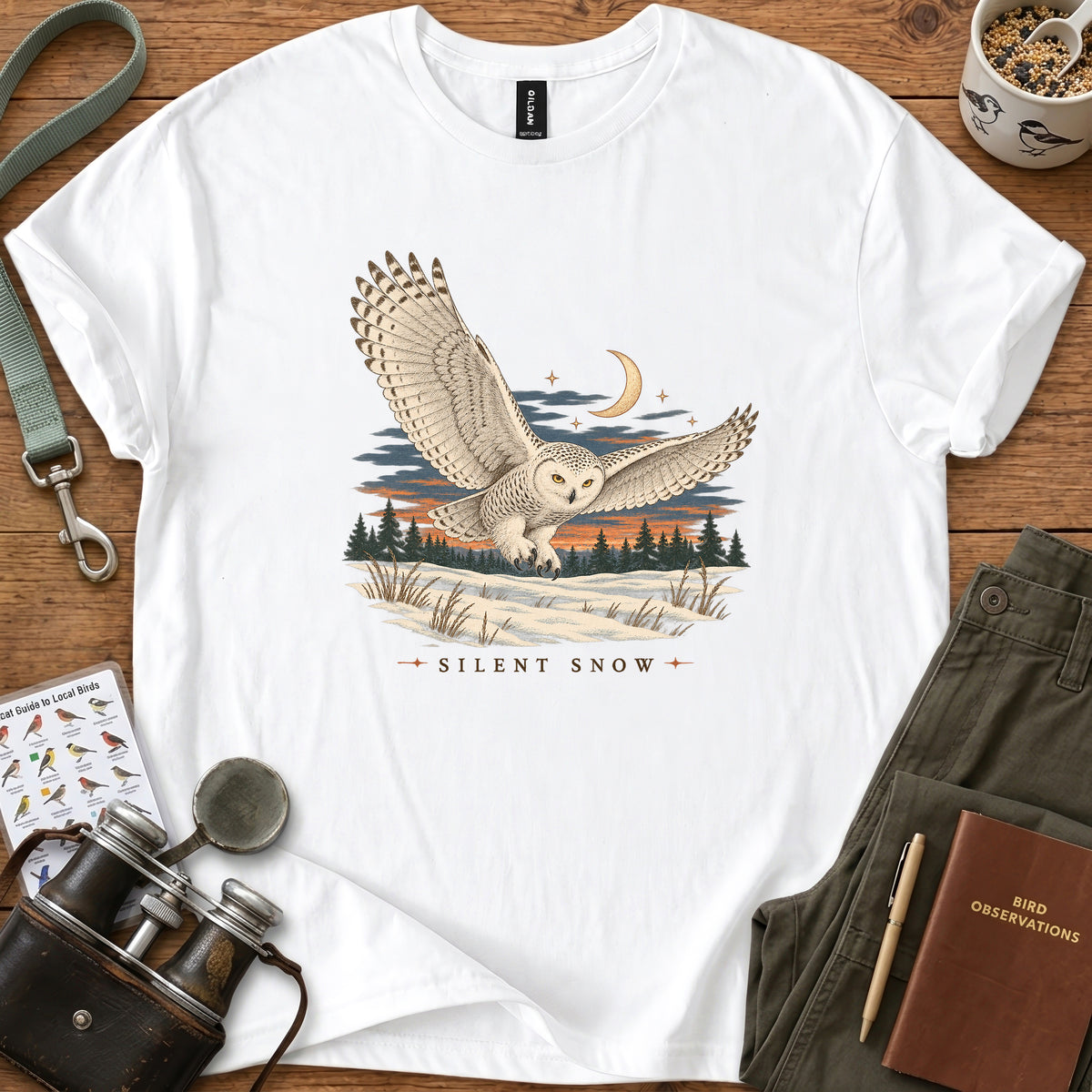 Silent Snow Owl T Shirt