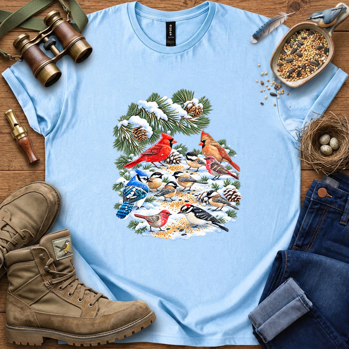 Winter Backyard Birds T Shirt