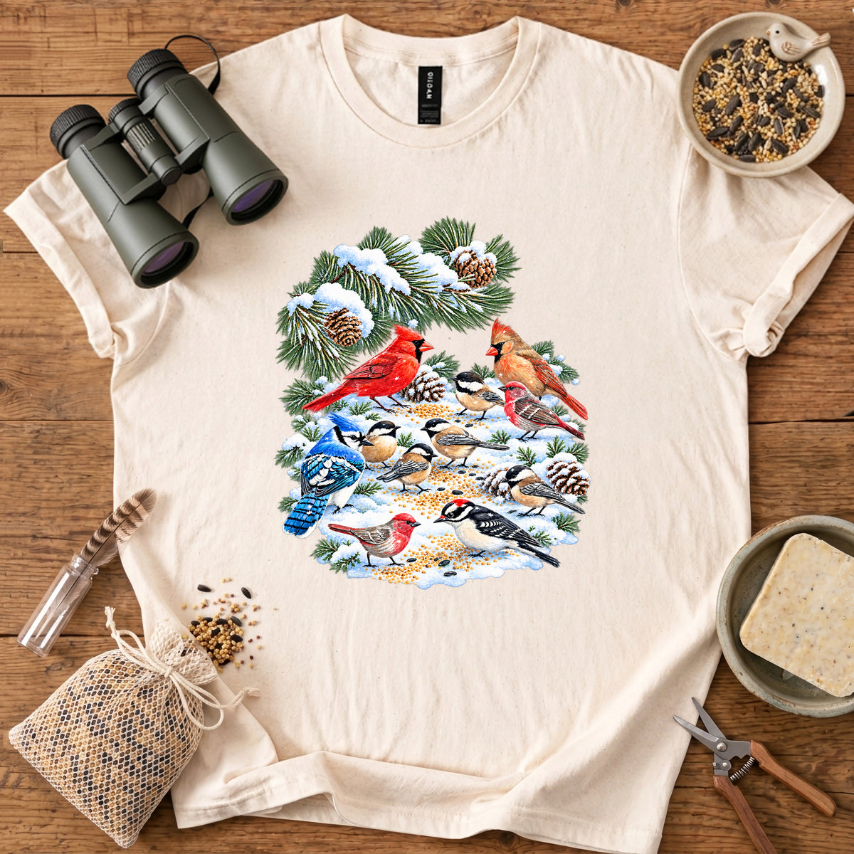 Winter Backyard Birds T Shirt