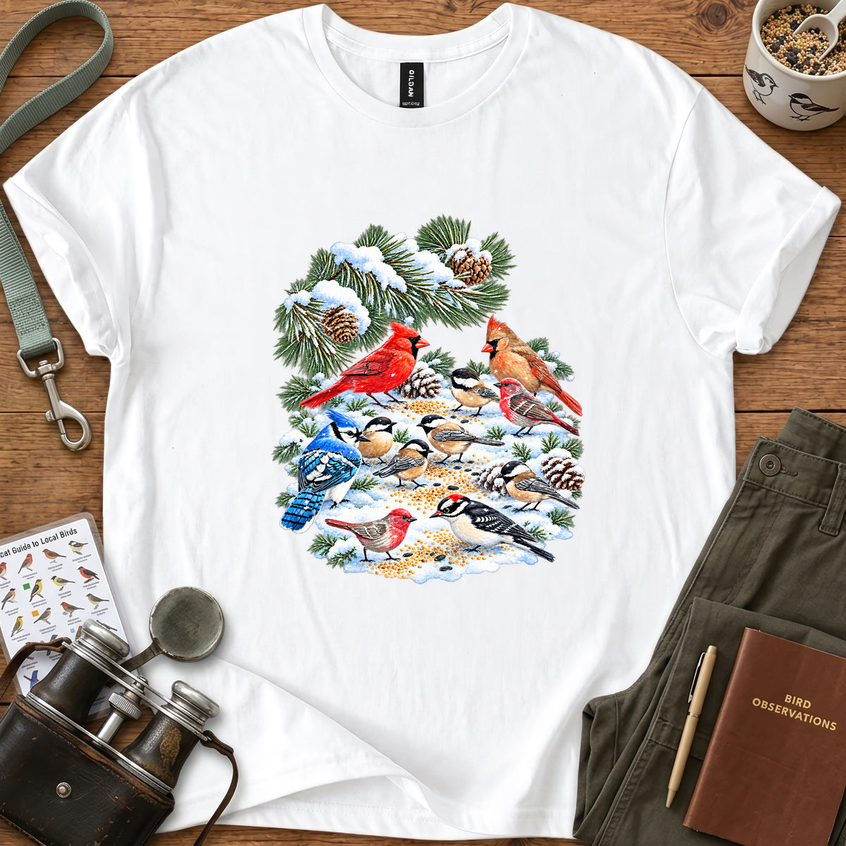 Winter Backyard Birds T Shirt
