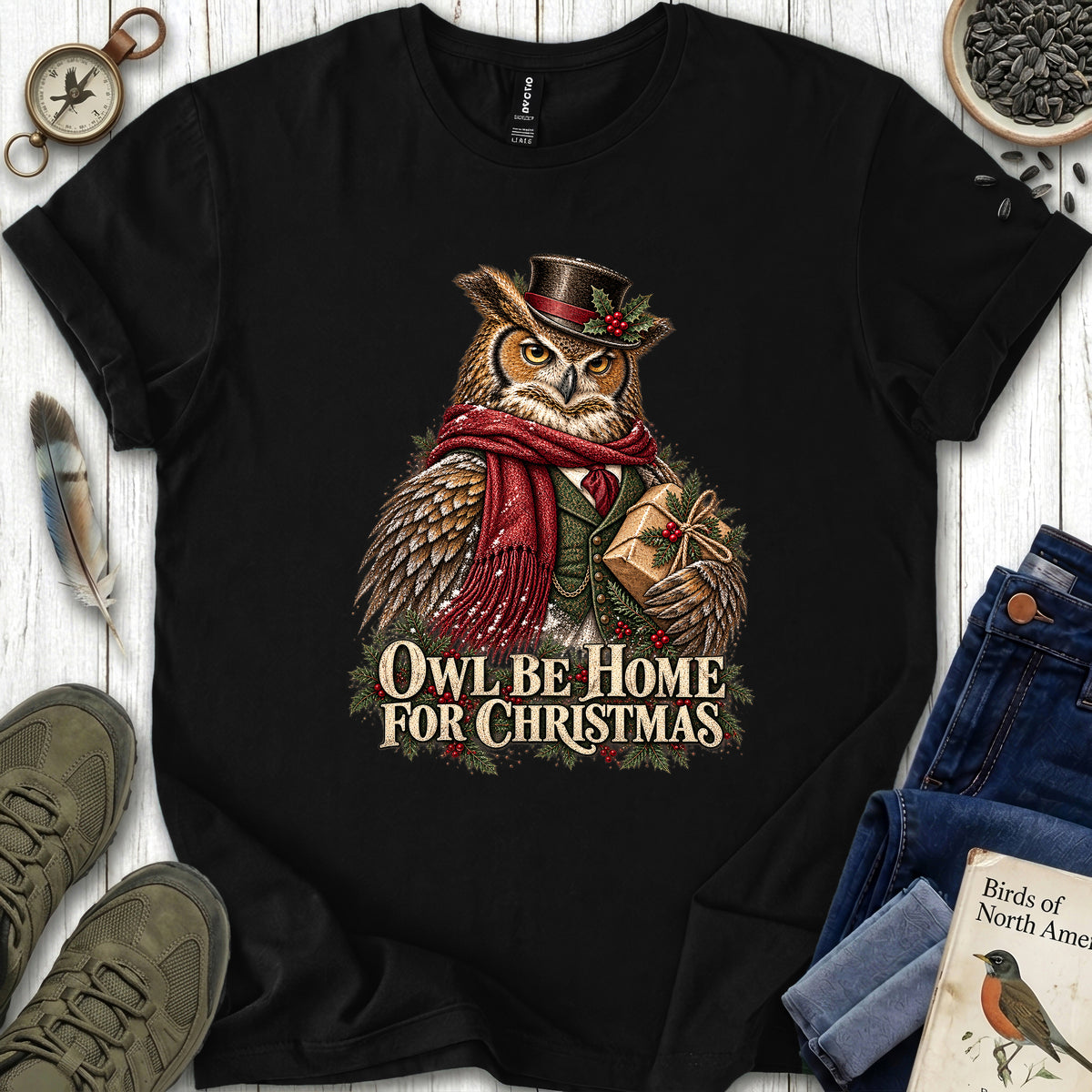 Owl Be Home For Christmas T Shirt