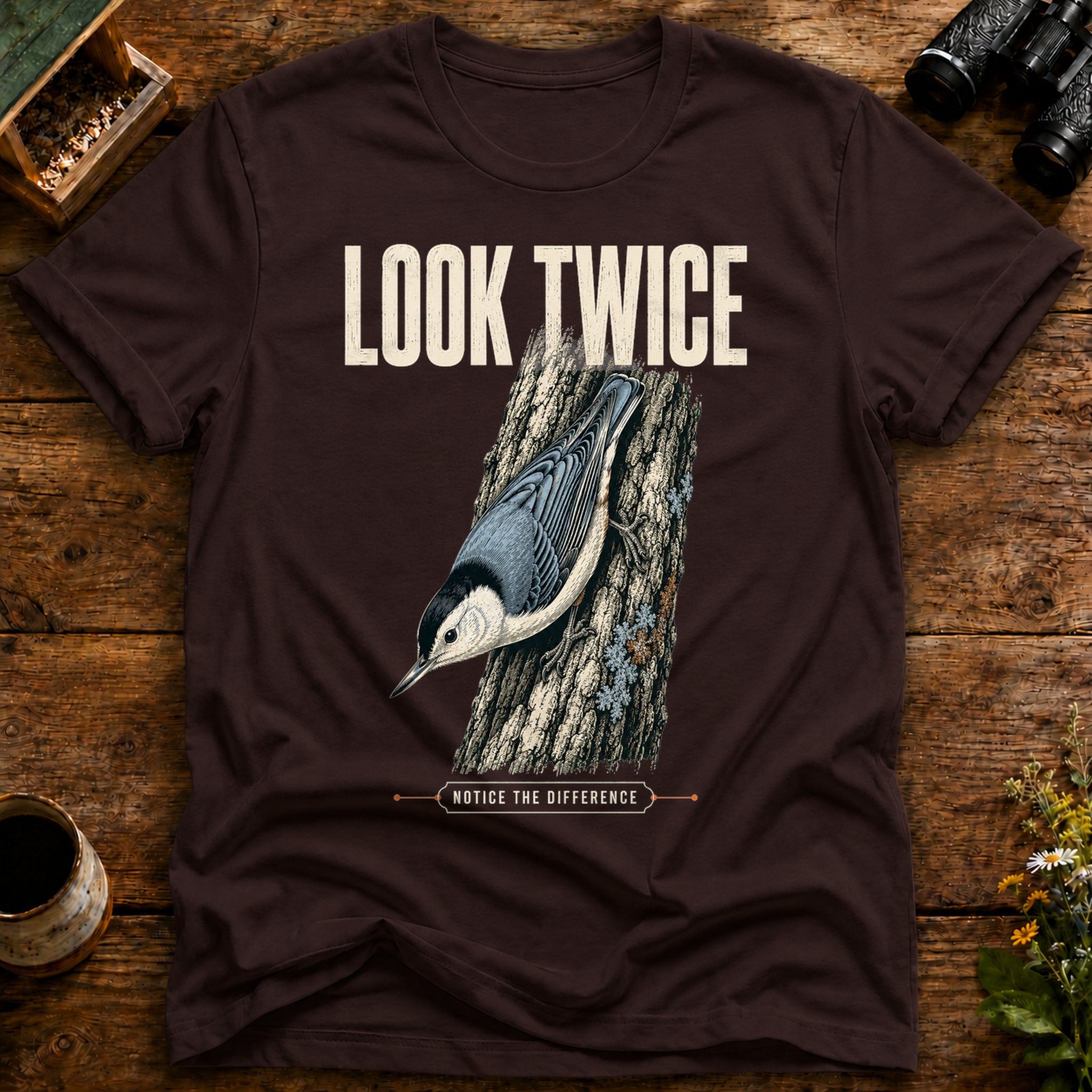 Look Twice Brown Bird T Shirt