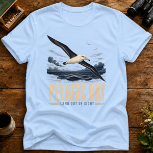 Pelagic Day Birding T Shirt mockup in Light Blue
