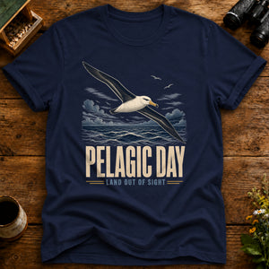 Pelagic Day Birding T Shirt mockup in Navy