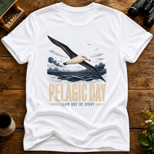 Pelagic Day Birding T Shirt mockup in White