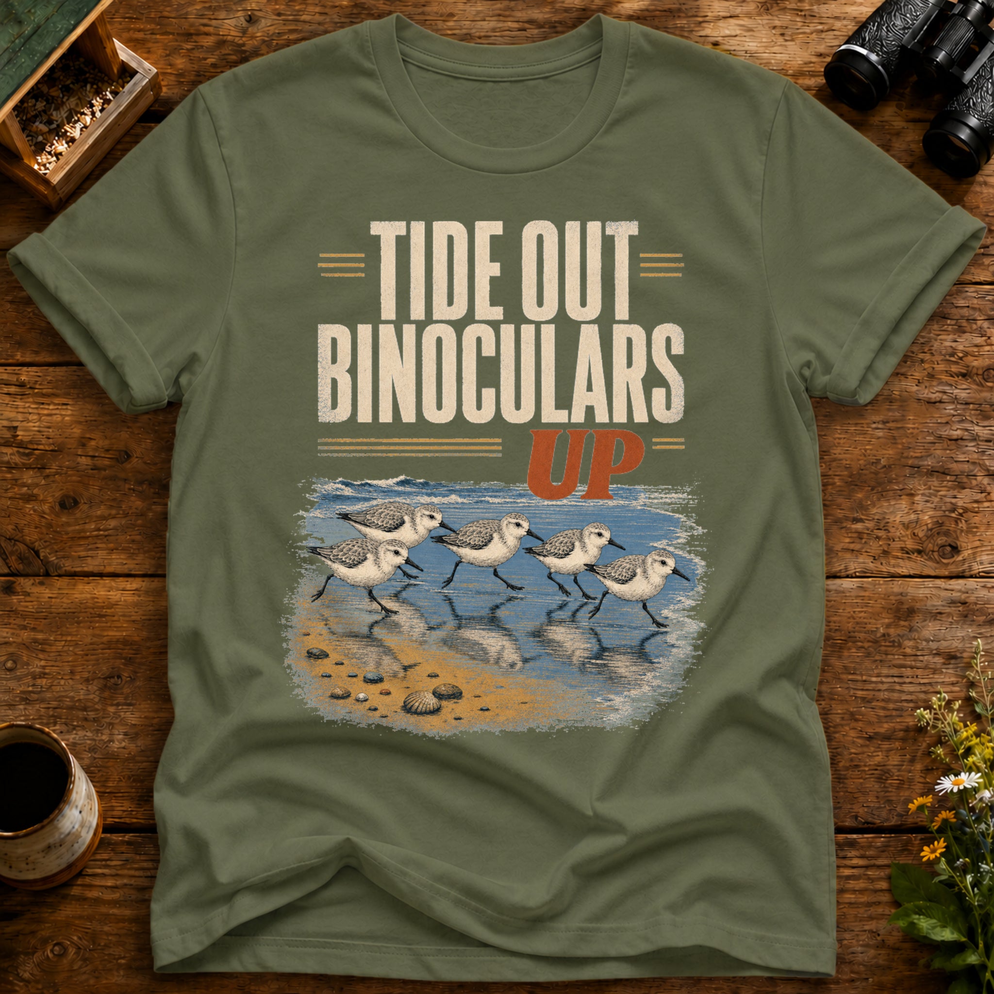 Tide Out Binoculars Up T Shirt