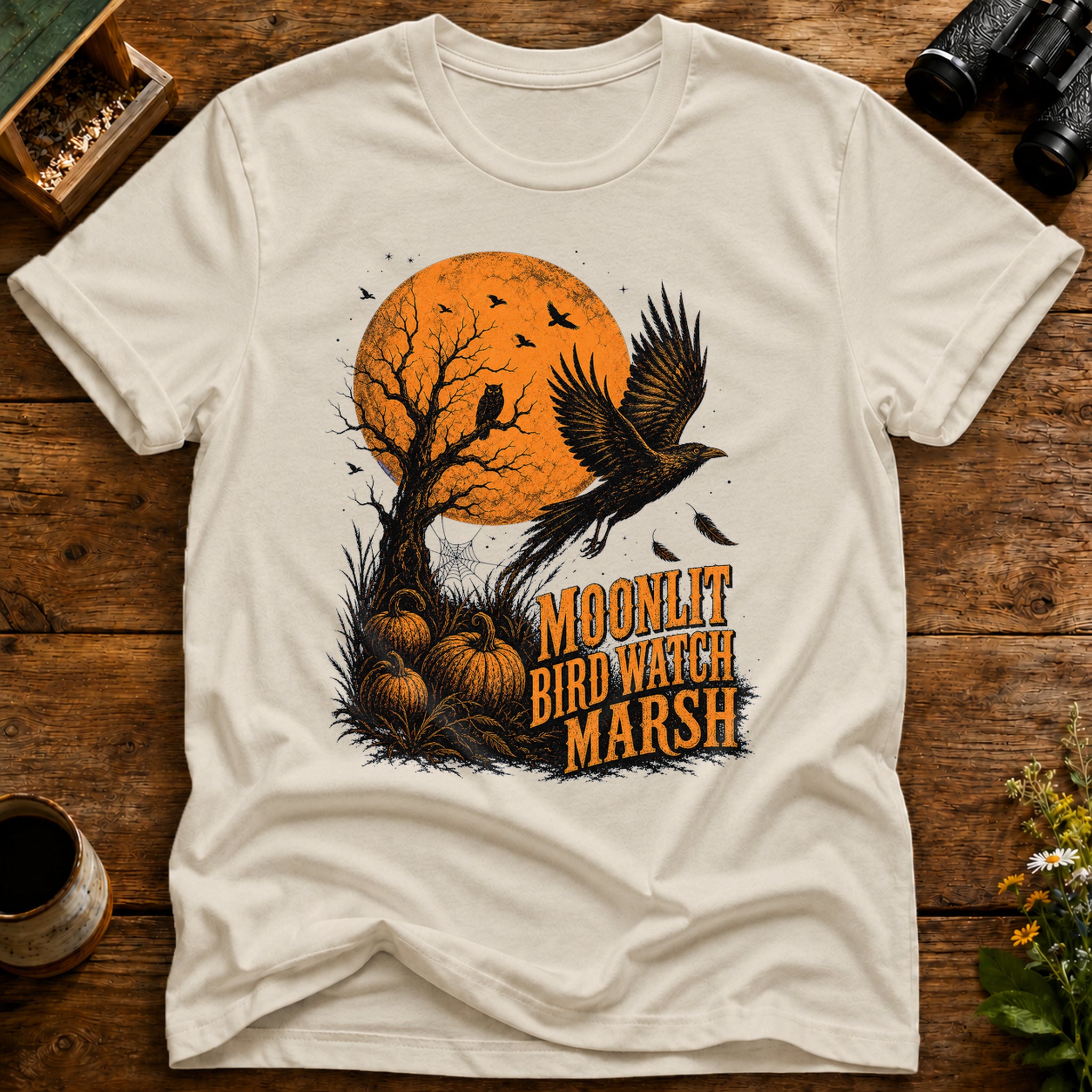 Moonlit Marsh Bird Watch T Shirt